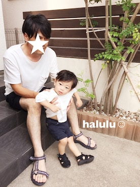 「RAGEBLUE（レイジブルー）のアイテム（シューズ）」を使った、haluluさん（キッズ・80cm）の夏コーディネート