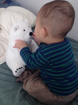 「アイテム（ママ＆ベビー、グリーン系）」を使った、danさん（キッズ・80cm）の冬コーディネート