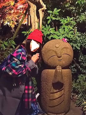「Honeys（ハニーズ）のアイテム（ニットキャップ/ビーニー）」を使った、kameko さん（レディース・151cm）の冬コーディネート