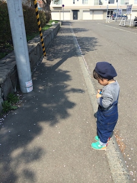 「lalaclosetのアイテム（サロペット/オーバーオール、ブルー系）」を使った、WAKUさん（キッズ・100cm）の夏コーディネート