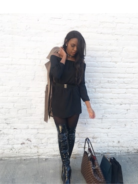 「OvertheKneeBoots_TBrand」｜Honeyychai さん（レディース・168cm）の秋コーディネート