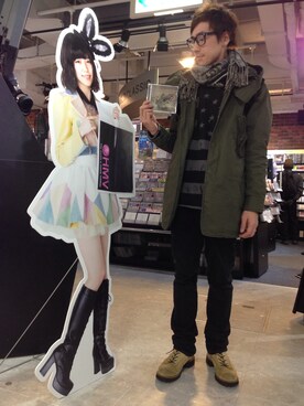 「And A（アンドエー）のアイテム（モッズコート）」を使った、endyさん（メンズ・172cm）の冬コーディネート