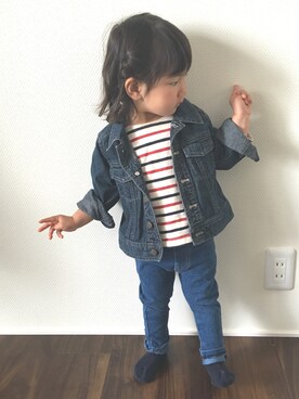 「90cm」｜「アイテム（デニムジャケット）」を使った、Hne2さん（レディース・166cm）の春コーディネート