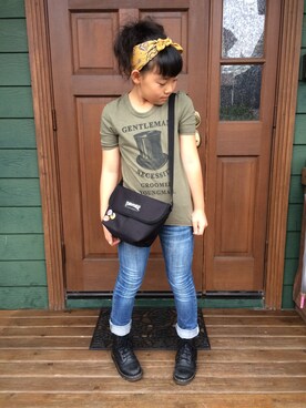 「GENERATOR（ジェネレーター）のアイテム（Tシャツ/カットソー、グリーン系）」を使った、しおきちさん（キッズ・147cm）の秋コーディネート