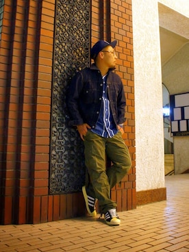 「XEROLINE（ゼロライン）のアイテム（パンツ）」を使った、Sugar Hillさん（メンズ・170cm）の秋コーディネート