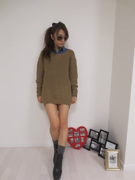 「ダンガリーシャツ」｜「アイテム（ワンピース/ドレス）」を使った、♡hitomi♡さん（レディース・155cm）の秋コーディネート