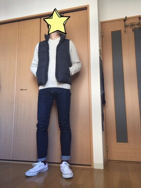 「UNIQLOコーデ」｜「アイテム（ダウンベスト）」を使った、たけさん（メンズ・177cm）の秋コーディネート