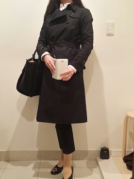 「オフィス」｜「アイテム（トレンチコート）」を使った、おはぎさん（レディース・163cm）の秋コーディネート
