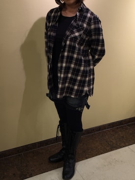 「ALGONQUINS（アルゴンキン）のアイテム（Tシャツ/カットソー）」を使った、SOUさん（レディース・153cm）の秋コーディネート
