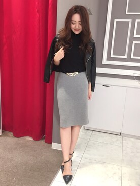 「M.deux（エムドゥ）のアイテム（ライダースジャケット）」を使った、AYAさん（レディース・161cm）の秋コーディネート