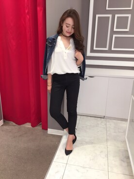 「M.deux（エムドゥ）のアイテム（デニムジャケット）」を使った、AYAさん（レディース・161cm）の秋コーディネート
