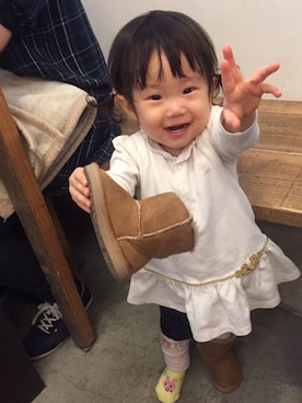 「RALPH LAUREN（ラルフ ローレン）のアイテム（ワンピース、ホワイト系）」を使った、kantei.uさん（キッズ）の冬コーディネート