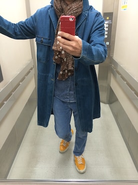 「デニム オン デニム」｜「アイテム（その他アウター）」を使った、まいけるさん（メンズ・177cm）の春コーディネート