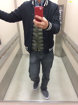 「BEAMS（ビームス）のアイテム（ダウンジャケット/コート）」を使った、まいけるさん（メンズ・177cm）の春コーディネート