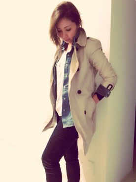 「stradivarius（ストラディバリウス）のアイテム（トレンチコート）」を使った、antanさん（レディース・161cm）の冬コーディネート