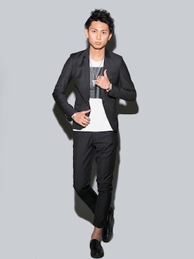 「撮影」｜「アイテム（スラックス）」を使った、koukiさん（メンズ・183cm）の春コーディネート