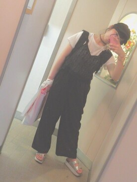 「school」｜「アイテム（キャップ）」を使った、Asukaさん（レディース・161cm）の春コーディネート