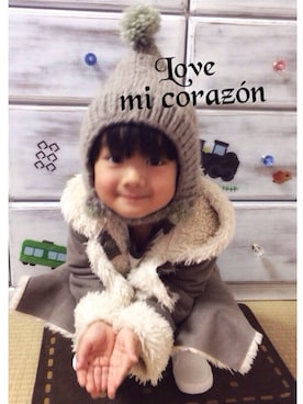 「アイテム（ムートンコート）」を使った、Love☻~mi corazón~さん（キッズ・90cm）の冬コーディネート