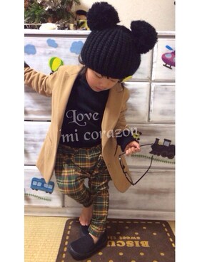 「タータンチェック」｜Love☻~mi corazón~さん（キッズ・90cm）の春コーディネート