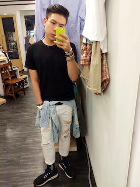「アイテム（タイツ/ストッキング）」を使った、謝杙宸さん（メンズ・176cm・20代）の夏コーディネート