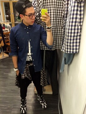 「アイテム（タイツ/ストッキング）」を使った、謝杙宸さん（メンズ・176cm・20代）の秋コーディネート