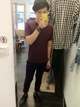 「アイテム（タイツ/ストッキング）」を使った、謝杙宸さん（メンズ・176cm・20代）の秋コーディネート
