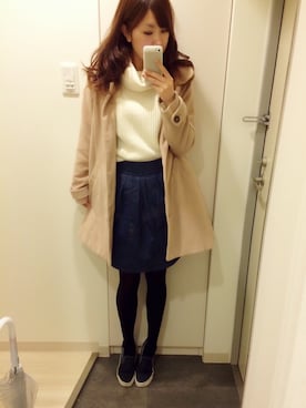 「ベージュのコート」｜「アイテム（その他アウター）」を使った、日さん（レディース・158cm）の冬コーディネート