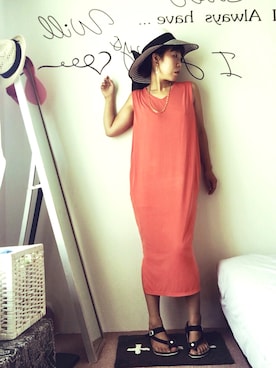 「7月WEAR夏のサンダル祭り」｜「アイテム（ワンピース/ドレス）」を使った、JUEさん（レディース・153cm）の夏コーディネート