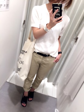 「TODAYFUL（トゥデイフル）のVintageトートバッグ（トートバッグ）」を使った、Honamiさん（レディース・148cm）の夏コーディネート