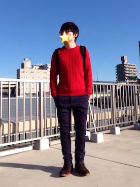 「バレンタインデートスタイル」｜「アイテム（チノパンツ）」を使った、miya.さん（メンズ・167cm）の冬コーディネート