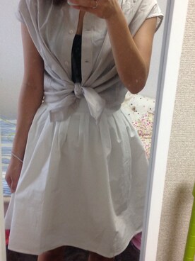 「無印良品（ムジルシリョウヒン）のアイテム（シャツ/ブラウス、ベージュ系）」を使った、hamaさん（レディース・160cm）の春コーディネート
