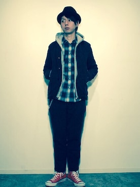 「STILL BY HAND（スティルバイハンド）のアイテム（セットアップ）」を使った、ogu-junさん（メンズ・177cm）の春コーディネート