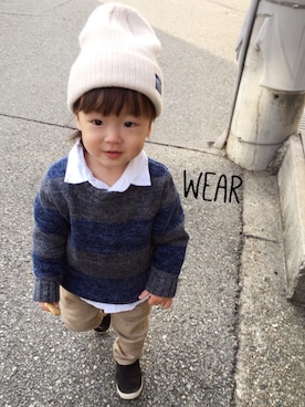 「babygap」｜「アイテム（ダウンジャケット/コート）」を使った、Chibiෆ̈さん（キッズ・80cm）の冬コーディネート