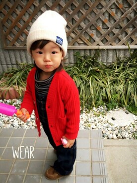 「babygap」｜「アイテム（モカシン/デッキシューズ）」を使った、Chibiෆ̈さん（キッズ・80cm）の春コーディネート