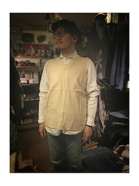 「CUSHMAN（クッシュマン）のアイテム（トップス）」を使った、köyaさん（メンズ・176cm）の春コーディネート
