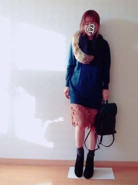 「GUコーデ」｜「アイテム（ブーティ）」を使った、ay❤︎さん（レディース・154cm）の冬コーディネート