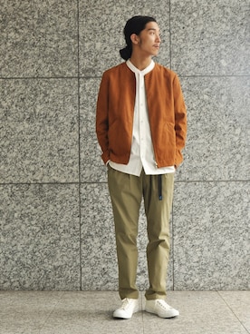 「ADAM ET ROPE'（アダムエロペ）のアイテム（ライダースジャケット）」を使った、suzukiさん（メンズ・177cm）の夏コーディネート