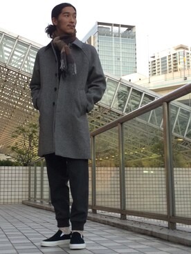 「ADAM ET ROPE'（アダムエロペ）のアイテム（ダッフルコート）」を使った、suzukiさん（メンズ・177cm）の冬コーディネート