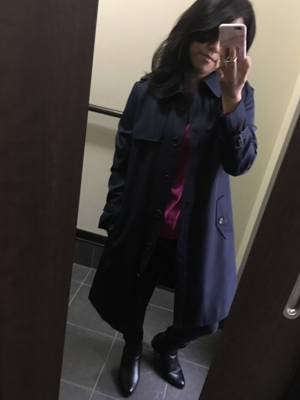 「INTERPLANETのアイテム（トレンチコート、ブルー系）」を使った、＊hazuki＊さん（レディース・158cm）の秋コーディネートの1枚目の写真