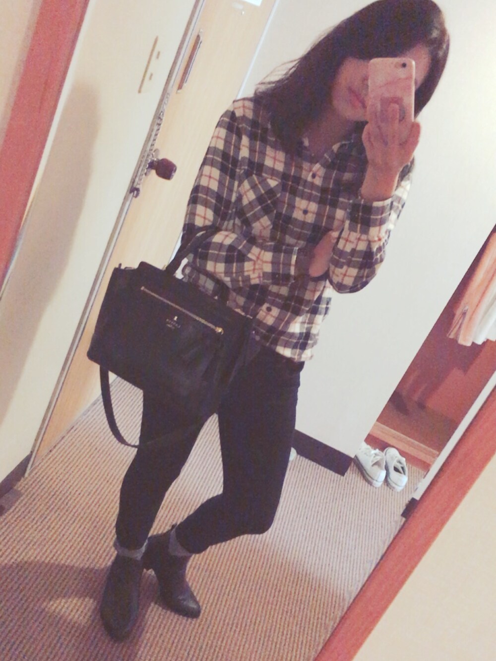 「LANVIN en Bleuのピレネー 2WAYバッグ（ショルダーバッグ、ブラック系）」を使った、＊hazuki＊さん（レディース・158cm）の秋コーディネートの1枚目の写真