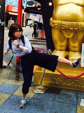 「UNIQLO（ユニクロ）のアイテム（パンツ、ブルー系）」を使った、rina..さん（レディース・159cm）の秋コーディネート