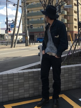 「STEVENSON OVERALL CO.（スティーブンソンオーバーオール）のアイテム（ジャケット/アウター）」を使った、かわさん（メンズ・168cm）の春コーディネート