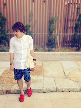 「ジャパンブルー」｜「アイテム（アクセサリー）」を使った、WATAさん（メンズ・158cm）の夏コーディネート