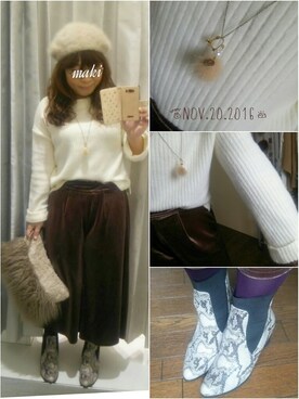「earth（アース）のアイテム（帽子）」を使った、♡♡♡さん（レディース・158cm）の秋コーディネート
