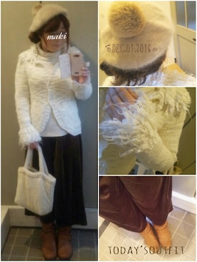 「earth（アース）のアイテム（帽子）」を使った、♡♡♡さん（レディース・158cm）の冬コーディネート