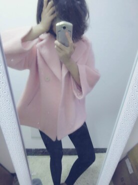 「アイテム（ピーコート、ピンク系）」を使った、Beckyさん（レディース・168cm）の冬コーディネート