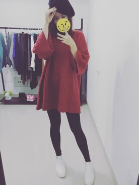 「JGのアイテム」を使った、Beckyさん（レディース・168cm）の冬コーディネート