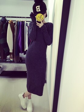 「JGのアイテム」を使った、Beckyさん（レディース・168cm）の冬コーディネート