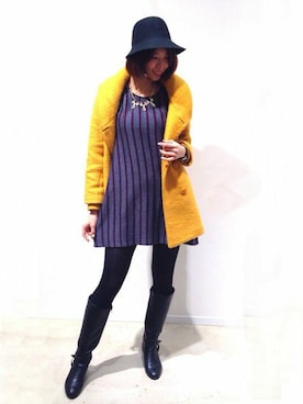「AS KNOW AS PINKY（アズノゥアズピンキー）のアイテム（ダッフルコート）」を使った、たけこ☺︎さん（レディース・163cm）の冬コーディネート