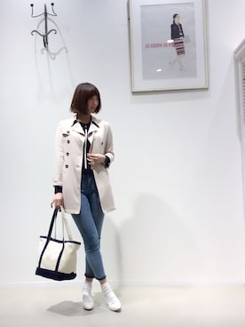 「AS KNOW AS PINKY（アズノゥアズピンキー）のアイテム（トレンチコート）」を使った、たけこ☺︎さん（レディース・175cm）の春コーディネート